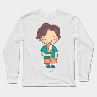 Boy eating ice-cream colored Long Sleeve T-Shirt